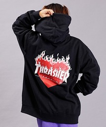 【ムラサキスポーツ別注】THRASHER/スラッシャー ジップアップパーカー ルーズシルエット バックプリント THMUL-23F0002