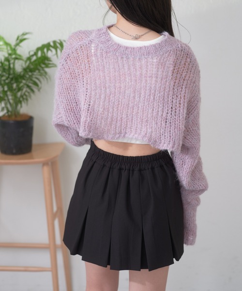 Chico（チコ）の「ショート丈シアーニット+タンクSET（ニット/セーター・レディース・グレー/ピンク/チャコールグレー/アイボリー・FREE）」の15枚目の写真