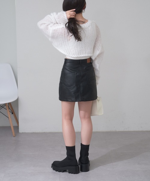 Chico（チコ）の「ショート丈シアーニット+タンクSET（ニット/セーター・レディース・グレー/ピンク/チャコールグレー/アイボリー・FREE）」の6枚目の写真