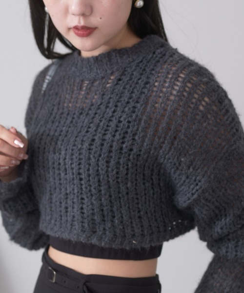 Chico（チコ）の「ショート丈シアーニット+タンクSET（ニット/セーター・レディース・グレー/ピンク/チャコールグレー/アイボリー・FREE）」の20枚目の写真