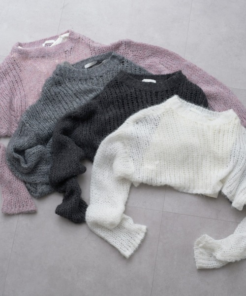 Chico（チコ）の「ショート丈シアーニット+タンクSET（ニット/セーター・レディース・グレー/ピンク/チャコールグレー/アイボリー・FREE）」の12枚目の写真
