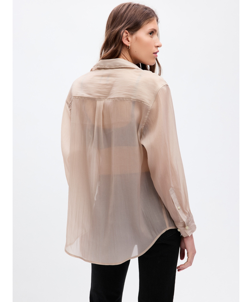GAP(ギャップ)の「シアー オーガンザ ビッグシャツ(シャツ/ブラウス・レディース・ブラック/ベージュ/ネイビー・XS/XXS/L/M/S)」の4枚目の写真