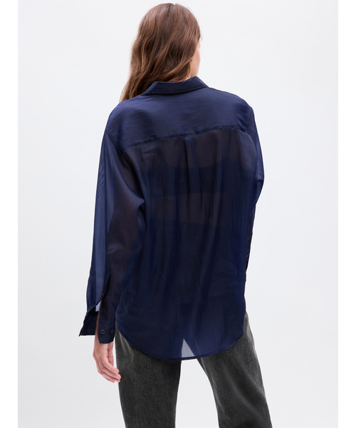 GAP(ギャップ)の「シアー オーガンザ ビッグシャツ(シャツ/ブラウス・レディース・ブラック/ベージュ/ネイビー・XS/XXS/L/M/S)」の6枚目の写真