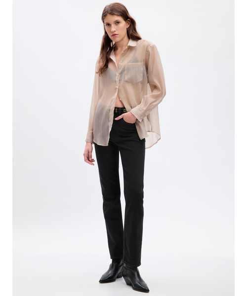 GAP(ギャップ)の「シアー オーガンザ ビッグシャツ(シャツ/ブラウス・レディース・ブラック/ベージュ/ネイビー・XS/XXS/L/M/S)」の7枚目の写真