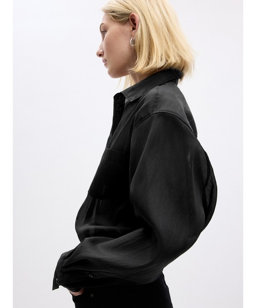 GAP(ギャップ)の「シアー オーガンザ ビッグシャツ(シャツ/ブラウス・レディース・ブラック/ベージュ/ネイビー・XS/XXS/L/M/S)」の10枚目の写真