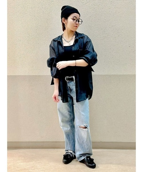 GAP(ギャップ)の「シアー オーガンザ ビッグシャツ(シャツ/ブラウス・レディース・ブラック/ベージュ/ネイビー・XS/XXS/L/M/S)」の14枚目の写真