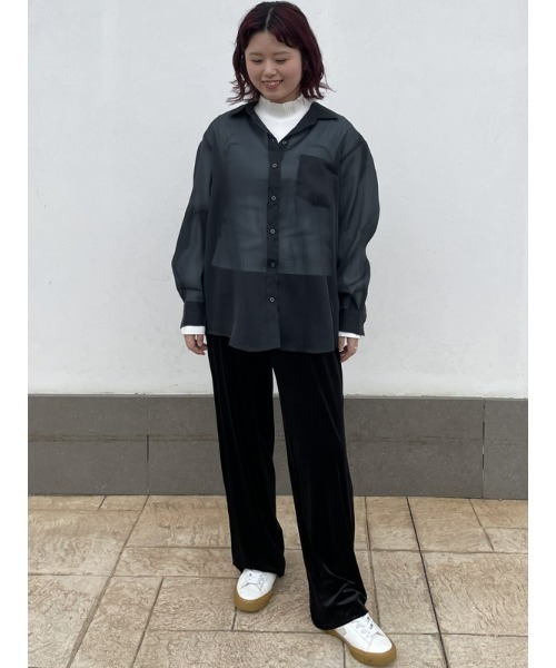 GAP(ギャップ)の「シアー オーガンザ ビッグシャツ(シャツ/ブラウス・レディース・ブラック/ベージュ/ネイビー・XS/XXS/L/M/S)」の15枚目の写真