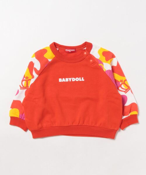 BABYDOLL（ベビードール）の「袖総柄トレーナー 8836K（スウェット・キッズ・グリーン/オレンジ系9・130cm/100cm/120cm/90cm/110cm/80ｃｍ）」の4枚目の写真