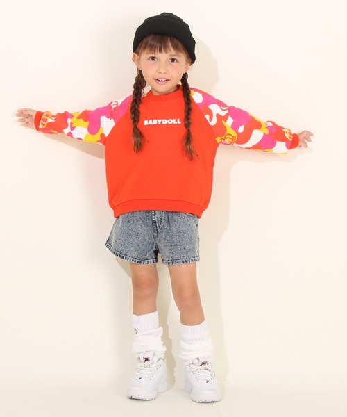 BABYDOLL（ベビードール）の「袖総柄トレーナー 8836K（スウェット・キッズ・グリーン/オレンジ系9・130cm/100cm/120cm/90cm/110cm/80ｃｍ）」の5枚目の写真