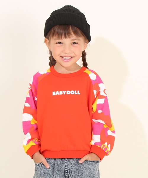 BABYDOLL（ベビードール）の「袖総柄トレーナー 8836K（スウェット・キッズ・グリーン/オレンジ系9・130cm/100cm/120cm/90cm/110cm/80ｃｍ）」の6枚目の写真