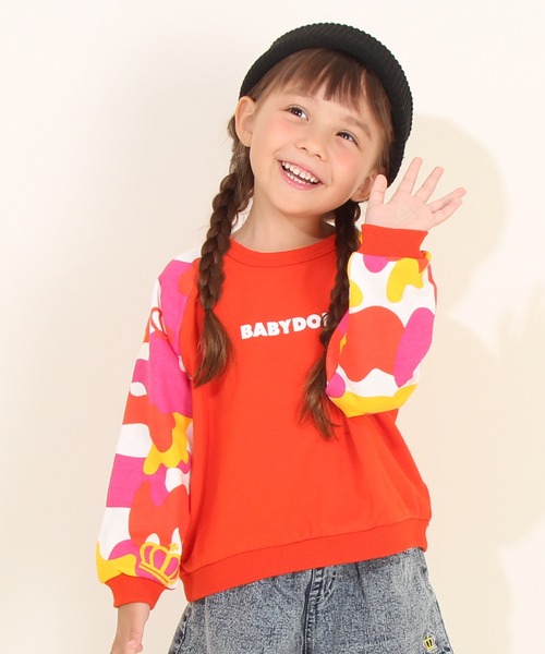 BABYDOLL（ベビードール）の「袖総柄トレーナー 8836K（スウェット・キッズ・グリーン/オレンジ系9・130cm/100cm/120cm/90cm/110cm/80ｃｍ）」の9枚目の写真