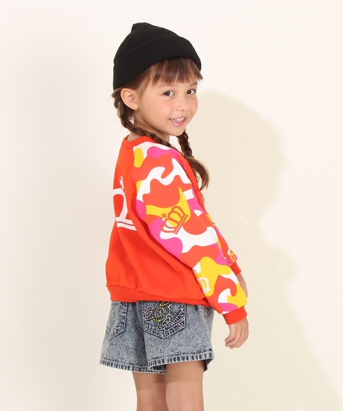 BABYDOLL（ベビードール）の「袖総柄トレーナー 8836K（スウェット・キッズ・グリーン/オレンジ系9・130cm/100cm/120cm/90cm/110cm/80ｃｍ）」の7枚目の写真