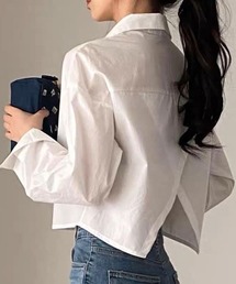 【URGE：】クロップド丈 バッククロススリット シャツ