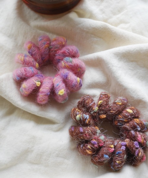 じゃらじゃら  ヘアゴム  フワフワプレート/ボルドー＆グレー じゃらじゃら ヘアゴム フワフワプレート/ボルドー＆グレー 【公式通販】