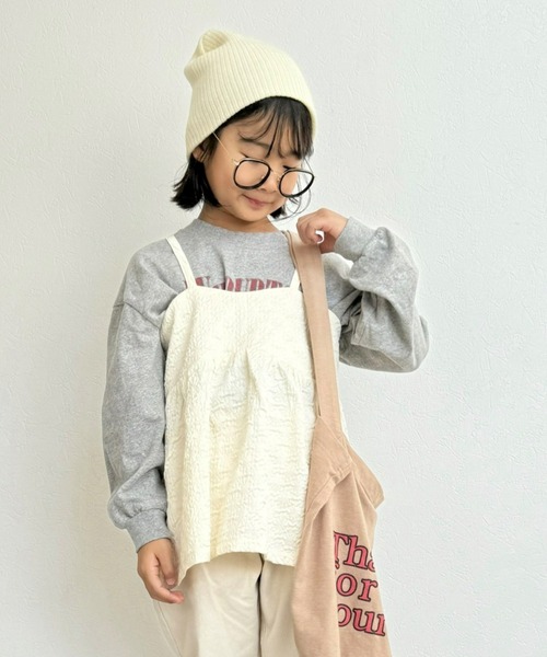 CIAOPANIC TYPY(チャオパニックティピー)の「【KIDS】ふくれジャガードキャミチュニック(キャミソール・キッズ・アイボリー/ブラック/ホワイト・MEDIUM/LARGE/X-LARGE/XX-LARGE/SMALL)」の2枚目の写真
