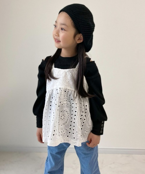 CIAOPANIC TYPY(チャオパニックティピー)の「【KIDS】ふくれジャガードキャミチュニック(キャミソール・キッズ・アイボリー/ブラック/ホワイト・MEDIUM/LARGE/X-LARGE/XX-LARGE/SMALL)」の5枚目の写真