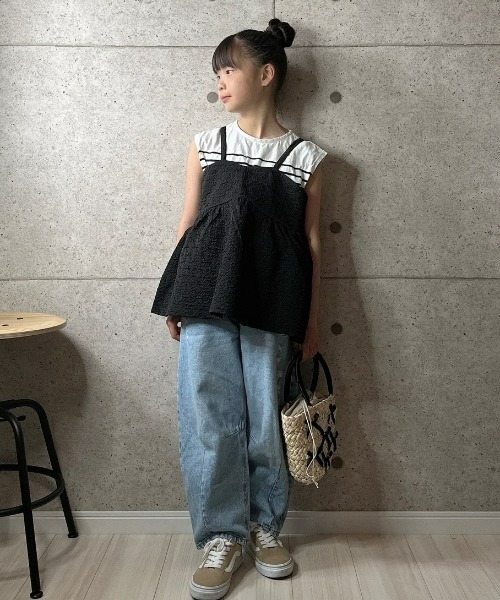 CIAOPANIC TYPY(チャオパニックティピー)の「【KIDS】ふくれジャガードキャミチュニック(キャミソール・キッズ・アイボリー/ブラック/ホワイト・MEDIUM/LARGE/X-LARGE/XX-LARGE/SMALL)」の13枚目の写真