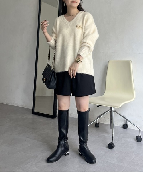 prose verse(プロズヴェール)の「ウール混モヘアライクVニット(ニット/セーター・レディース・グリーン/ブラック/アイボリー/グレー・フリ-)」の16枚目の写真