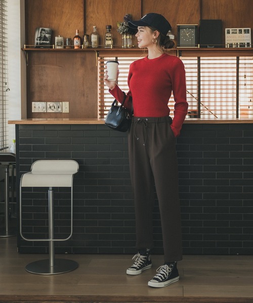 coca(coca)(コカ)の「裏起毛カットカルゼテーパードパンツ(その他パンツ・レディース・ブラック/ダークブラウン/ピンク/アイボリー・M/L)」の12枚目の写真