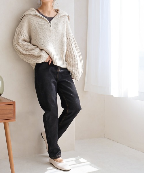 Social GIRL(ソーシャルガール)の「デニムテーパードパンツ(デニムパンツ・レディース・ブラック/ブルー/アイボリー・M/L)」の5枚目の写真