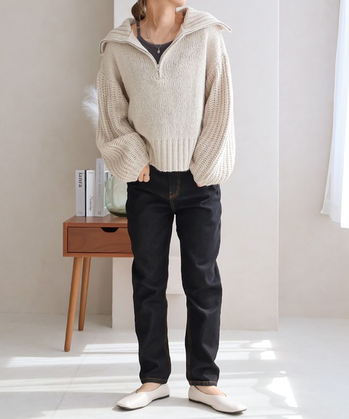 Social GIRL(ソーシャルガール)の「デニムテーパードパンツ(デニムパンツ・レディース・ブラック/ブルー/アイボリー・M/L)」の8枚目の写真