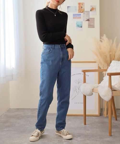 Social GIRL(ソーシャルガール)の「デニムテーパードパンツ(デニムパンツ・レディース・ブラック/ブルー/アイボリー・M/L)」の18枚目の写真