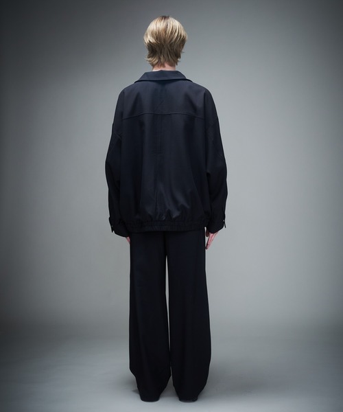 ブラック タック ウール ワイドストレート スラックス SERACE スラックス 「SERACE」Wide straight wool like belted