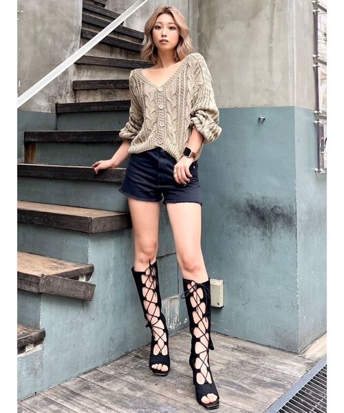 GYDA(ジェイダ)の「2WAYメッシュスリーブブリーチニットトップス(ニット/セーター・レディース・オリーブ/ネイビー/ラベンダー/ベージュ・FREE)」の7枚目の写真