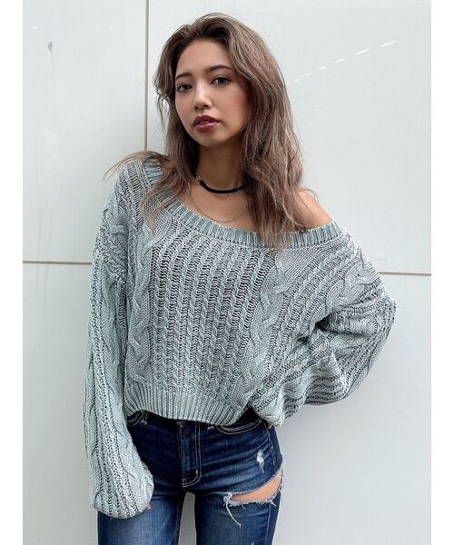 GYDA(ジェイダ)の「2WAYメッシュスリーブブリーチニットトップス(ニット/セーター・レディース・オリーブ/ネイビー/ラベンダー/ベージュ・FREE)」の9枚目の写真