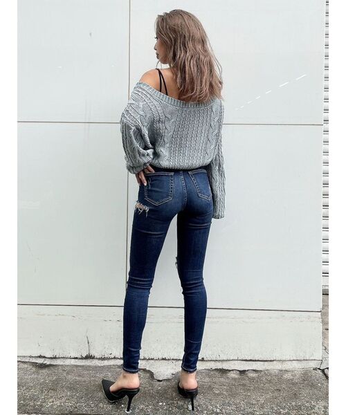 GYDA(ジェイダ)の「2WAYメッシュスリーブブリーチニットトップス(ニット/セーター・レディース・オリーブ/ネイビー/ラベンダー/ベージュ・FREE)」の13枚目の写真