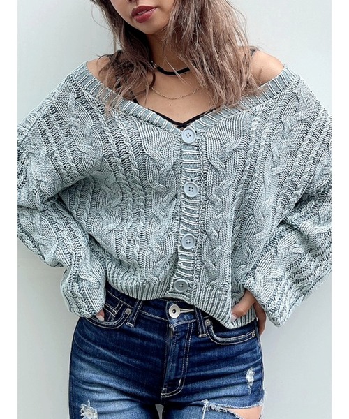 GYDA(ジェイダ)の「2WAYメッシュスリーブブリーチニットトップス(ニット/セーター・レディース・オリーブ/ネイビー/ラベンダー/ベージュ・FREE)」の3枚目の写真