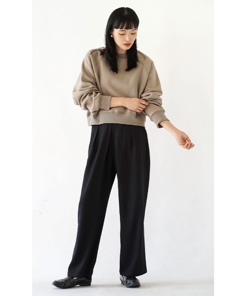 zootie(ズーティー)の「センタータック ツイルパンツ(スラックス・レディース・ブラック/ベージュ・M)」の3枚目の写真