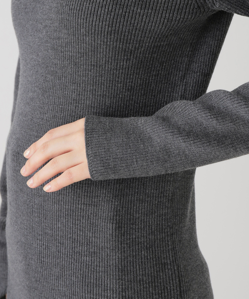 AP STUDIO ウールリブタートルネックプルオーバー グレー ウールリブタートルネックプルオーバー（ニット/セーター）｜AP STUDIO