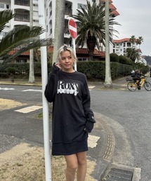 HUGGABLE/ロキシーヘリンボーン裏毛リラクシングシルエットロングスウェットワンピース