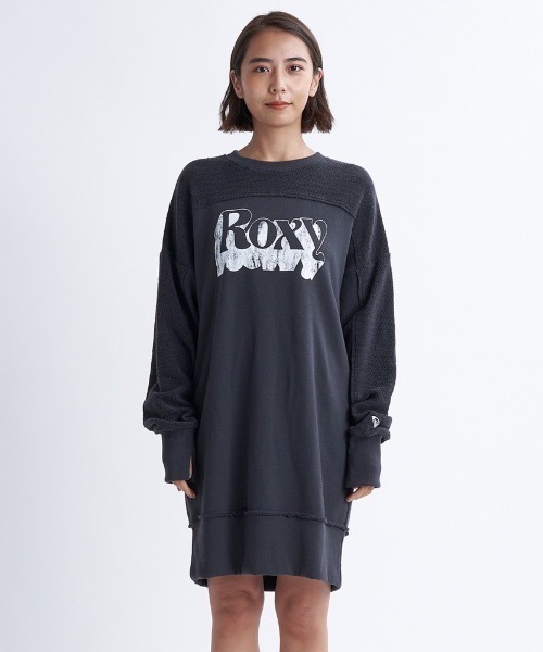 ROXY（ロキシー）の「HUGGABLE/ロキシーヘリンボーン裏毛リラクシングシルエットロングスウェットワンピース（ワンピース・レディース・ブラック系その他/グレー/ブラック・SMALL/LARGE/MEDIUM）」の6枚目の写真
