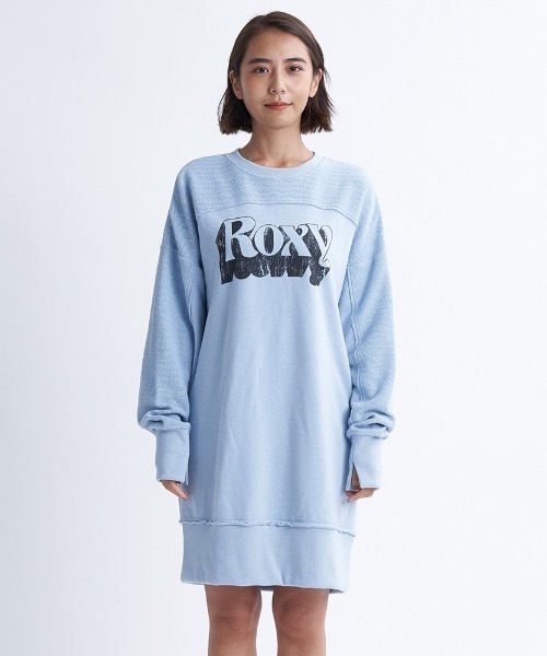 ROXY（ロキシー）の「HUGGABLE/ロキシーヘリンボーン裏毛リラクシングシルエットロングスウェットワンピース（ワンピース・レディース・ブラック系その他/グレー/ブラック・SMALL/LARGE/MEDIUM）」の4枚目の写真