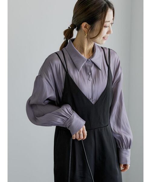 Te chichi(テチチ)の「割線サテンチュニックシャツ(シャツ/ブラウス・レディース・オフホワイト/グレー/グリーン・F)」の7枚目の写真