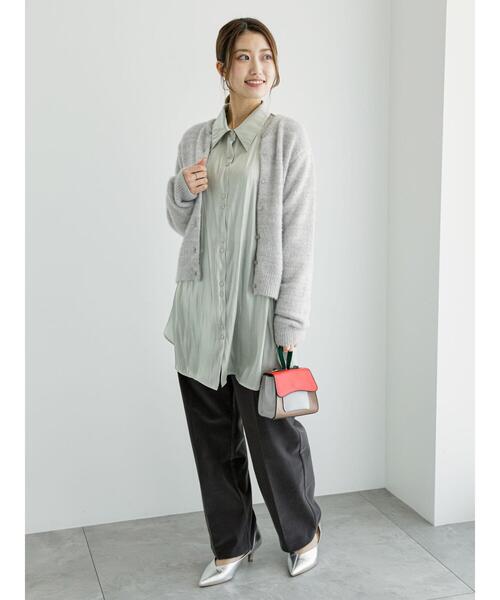 Te chichi(テチチ)の「割線サテンチュニックシャツ(シャツ/ブラウス・レディース・オフホワイト/グレー/グリーン・F)」の6枚目の写真