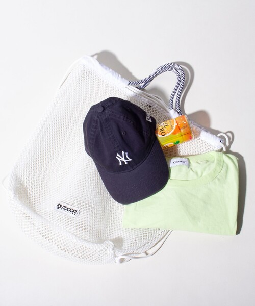 OUTDOOR PRODUCTS(アウトドアプロダクツ)の「【OUTDOOR PRODUCTS/アウトドアプロダクツ】2WAY Drawsting Bag メッシュトートバッグ/リュック(バックパック/リュック・メンズ・ブラック/サックスブルー/ホワイト・FREE)」の2枚目の写真