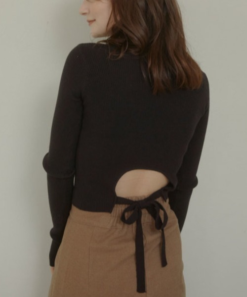 ACYM（アシーム）の「Back tie marshmallow ニット（ニット/セーター・レディース・ブラックミックス/ブラック/アイボリー・FREE）」の8枚目の写真