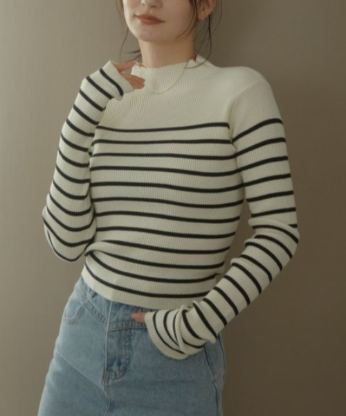 ACYM（アシーム）の「Back tie marshmallow ニット（ニット/セーター・レディース・ブラックミックス/ブラック/アイボリー・FREE）」の10枚目の写真