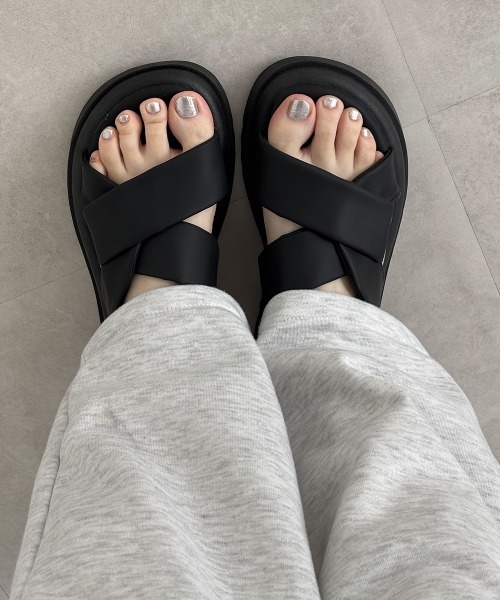 セール】厚底サンダル レディースフラットサンダル（サンダル