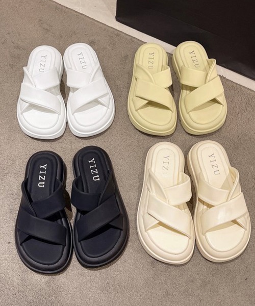 セール】厚底サンダル レディースフラットサンダル（サンダル
