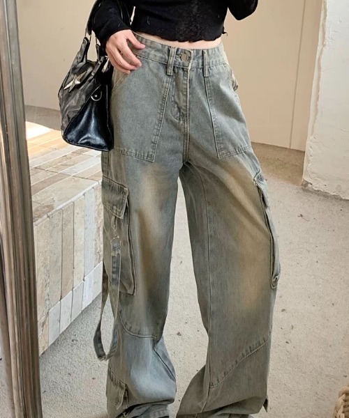 セール】オーバーダイワイドバギーカーゴデニム（デニムパンツ
