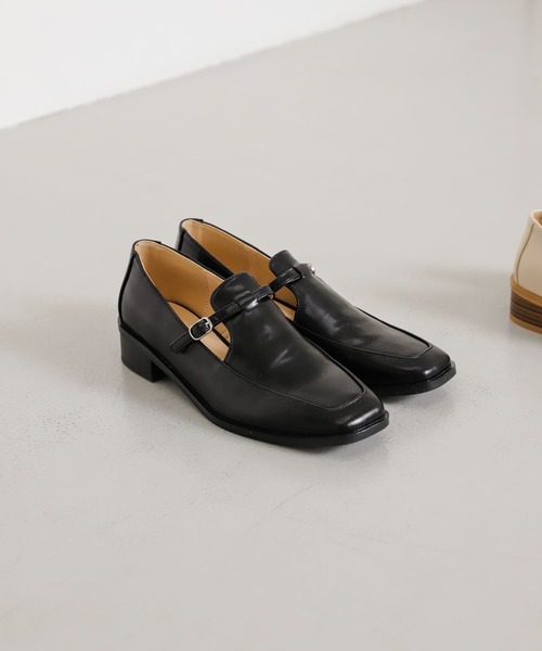 SENSE OF PLACE by URBAN RESEARCH（センスオブプレイスバイアーバンリサーチ）の「スクエアデザインローファー（ローファー・レディース・ブラック/アイボリー・SMALL/MEDIUM/LARGE）」の9枚目の写真