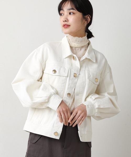 Bou Jeloud（ブージュルード）の「デニムパフスリーブジャケット（デニムジャケット・レディース・ホワイト/インディゴブルー/オフホワイト・38）」の2枚目の写真