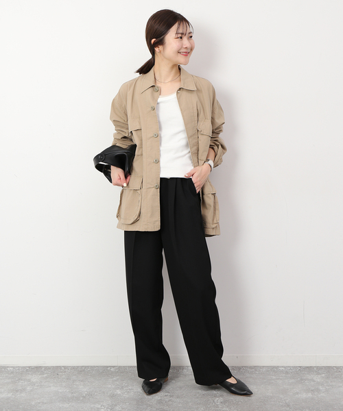 SLOBE IENA(スローブイエナ)の「ダブルクロスイージードロストテーパード(スラックス・レディース・ブラック/ネイビー・36/38)」の21枚目の写真