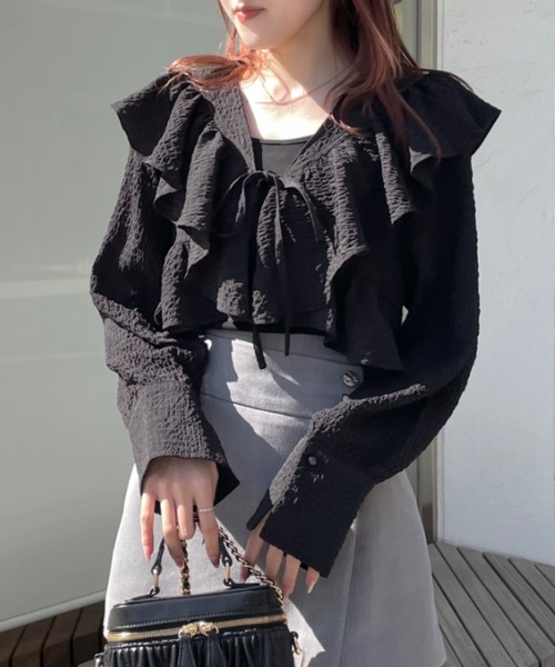 フリルボレロレイヤーブラウス ボレロ風フリルブラウス | axes femme | axes femme online shop