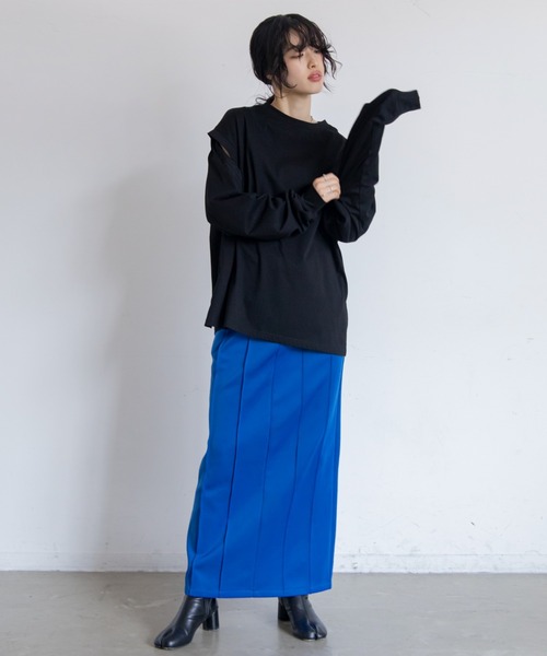 VACANCY（ヴァカンシー）の「ピンタックプリーツダンボールスカート（スカート・レディース・ブルー/ブラック・MEDIUM/LARGE）」の21枚目の写真
