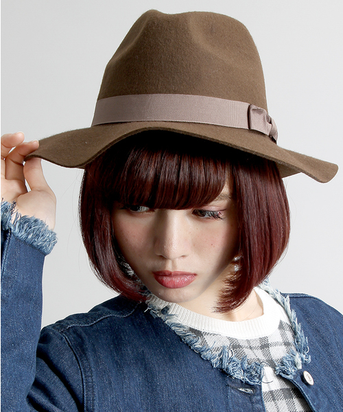 WEGO（ウィゴー）の「WEGO/ ツバ広フェルトハット（ハット・レディース・ブラック/カーキ/ブラウン/キャメル/ライトグレー・FREE）」の3枚目の写真